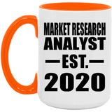 Market Research Analyst Established EST. 2020 - 15oz Accent Mug Orange