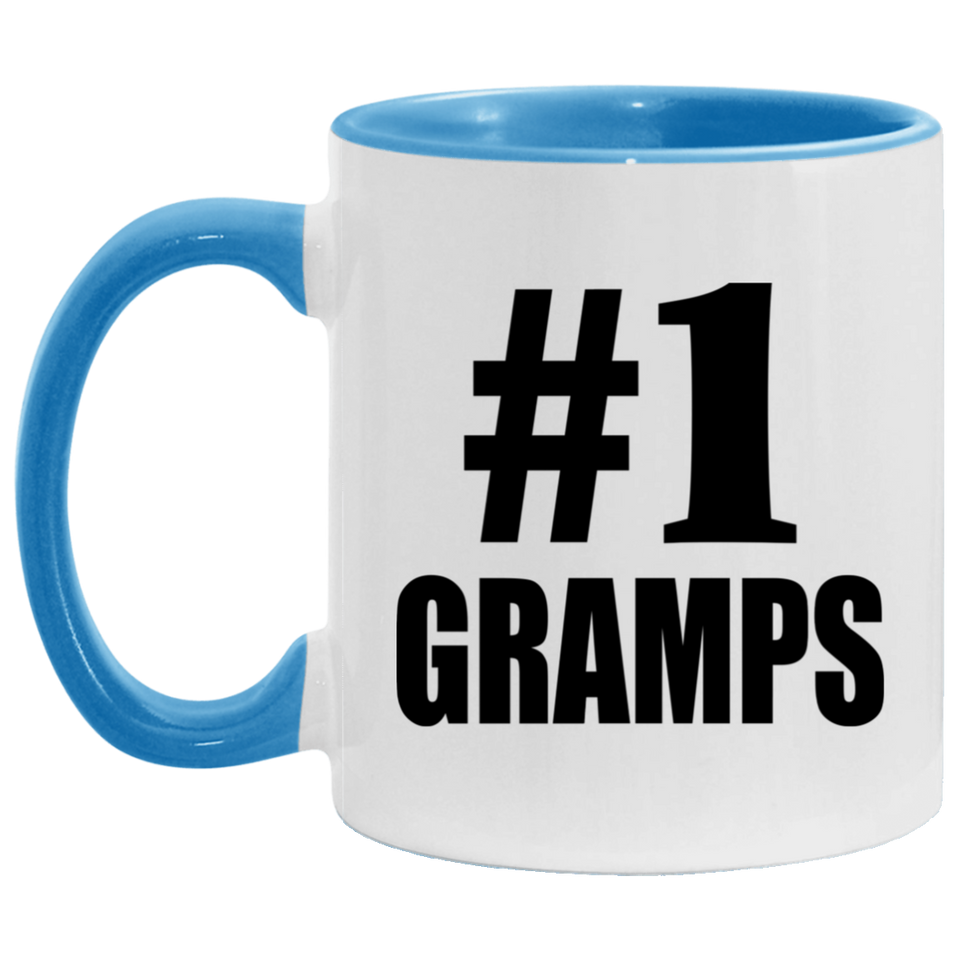 Number One #1 Gramps - 11oz Accent Mug Blue