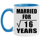 4th Anniversary Married For Square Root of 16 Years - 11oz Accent Mug Blue