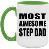 Most Awesome Step Dad - 15oz Accent Mug Green