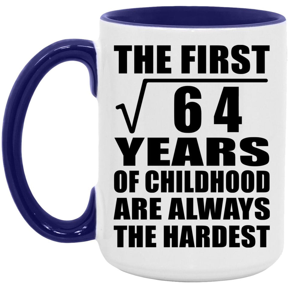 8th Birthday Square Root of 64 Years of Childhood - 15oz Accent Mug Purple