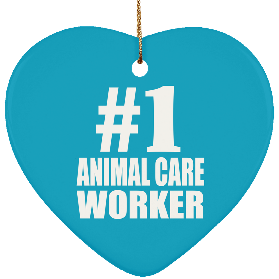 Number One #1 Animal Care Worker - Heart Ornament