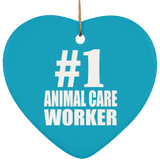 Number One #1 Animal Care Worker - Heart Ornament