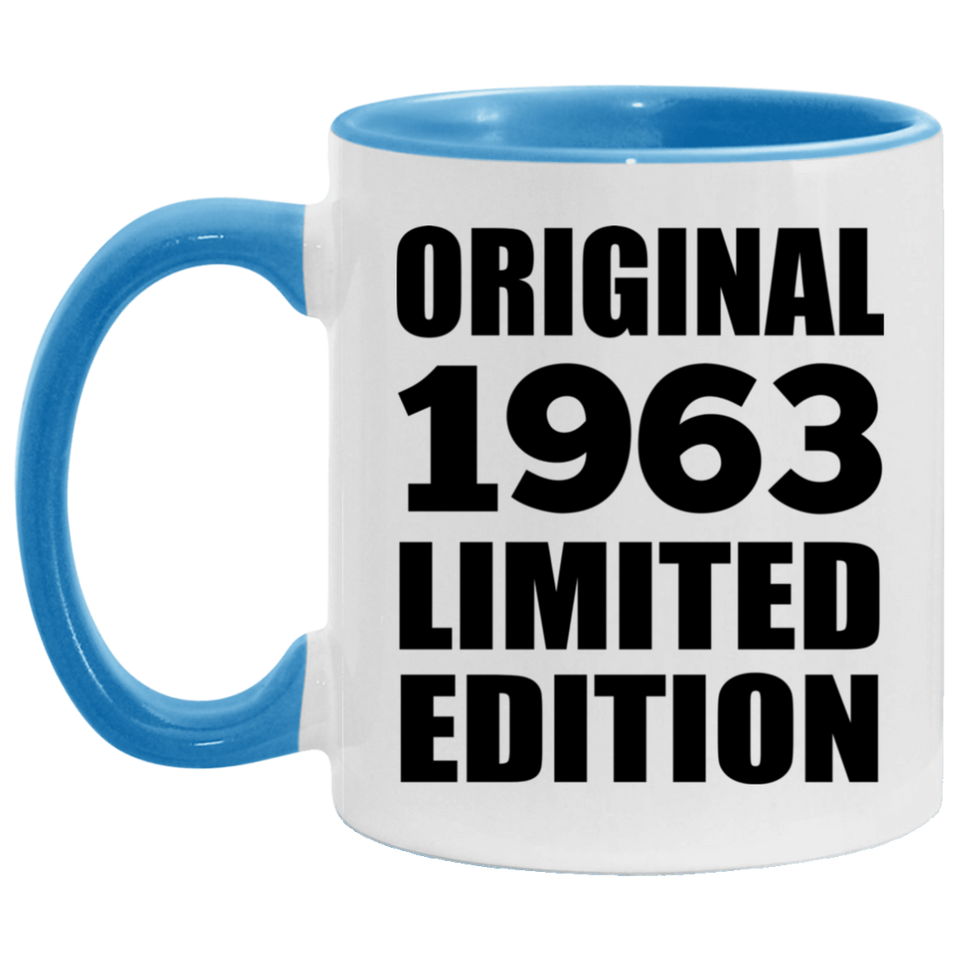 61st Birthday Original 1963 Limited Edition - 11oz Accent Mug Blue
