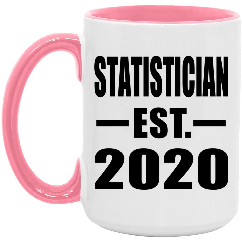 Statistician Established EST. 2020 - 15oz Accent Mug Pink