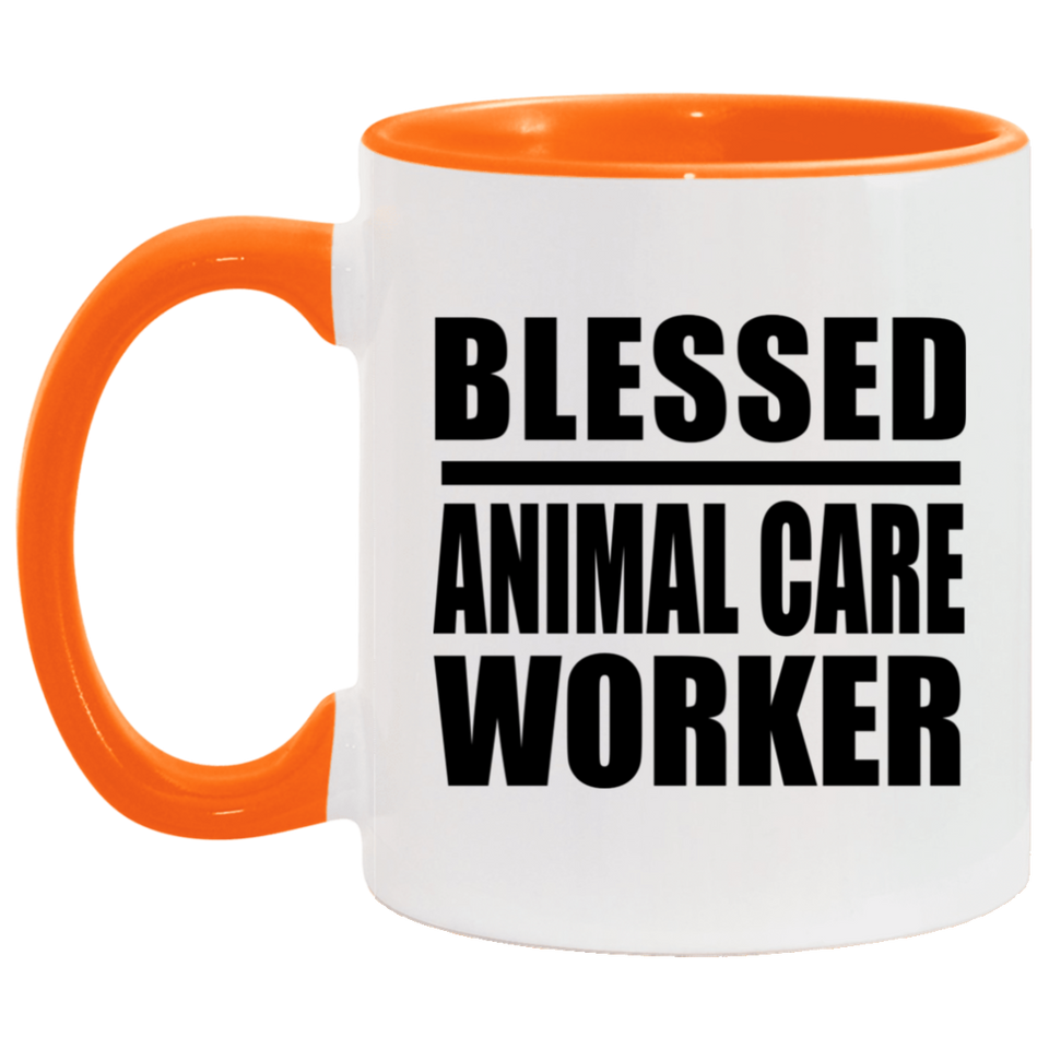 Blessed Animal Care Worker - 11oz Accent Mug Orange