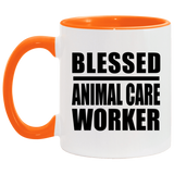 Blessed Animal Care Worker - 11oz Accent Mug Orange