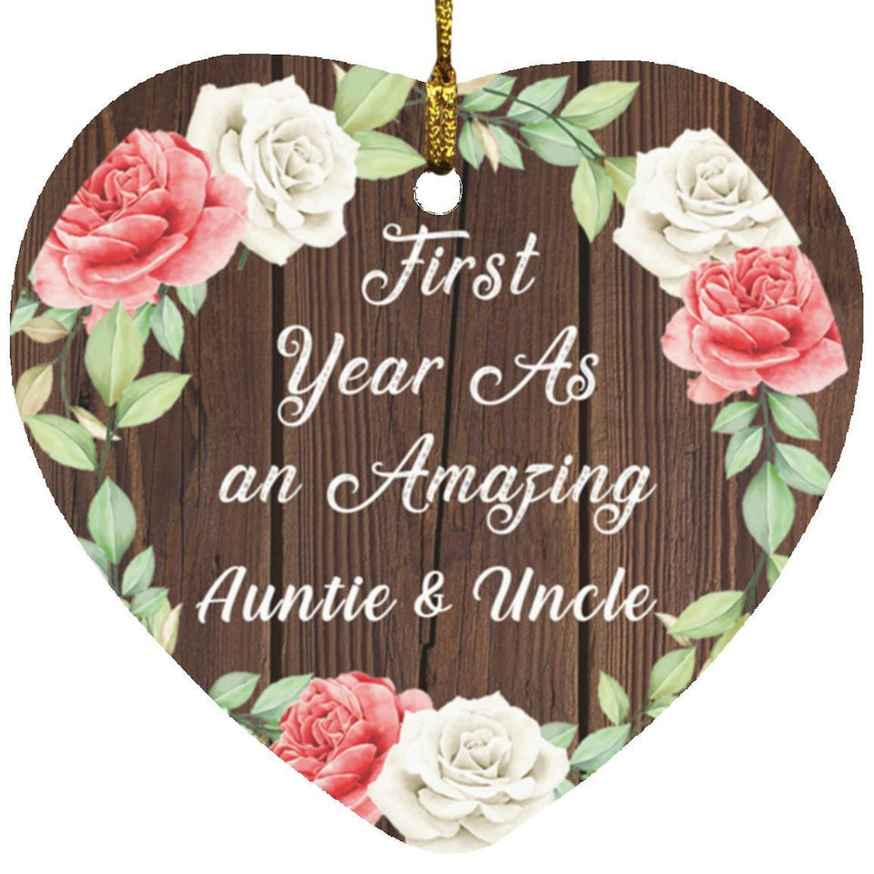 First Year As An Amazing Auntie & Uncle - Heart Ornament A