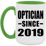 Optician Since 2019 - 15oz Accent Mug Green