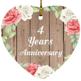 4th Anniversary 4 Years Anniversary - Heart Ornament B