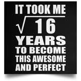 4th Birthday Took Square Root of 16 Years To Awesome - Poster Square