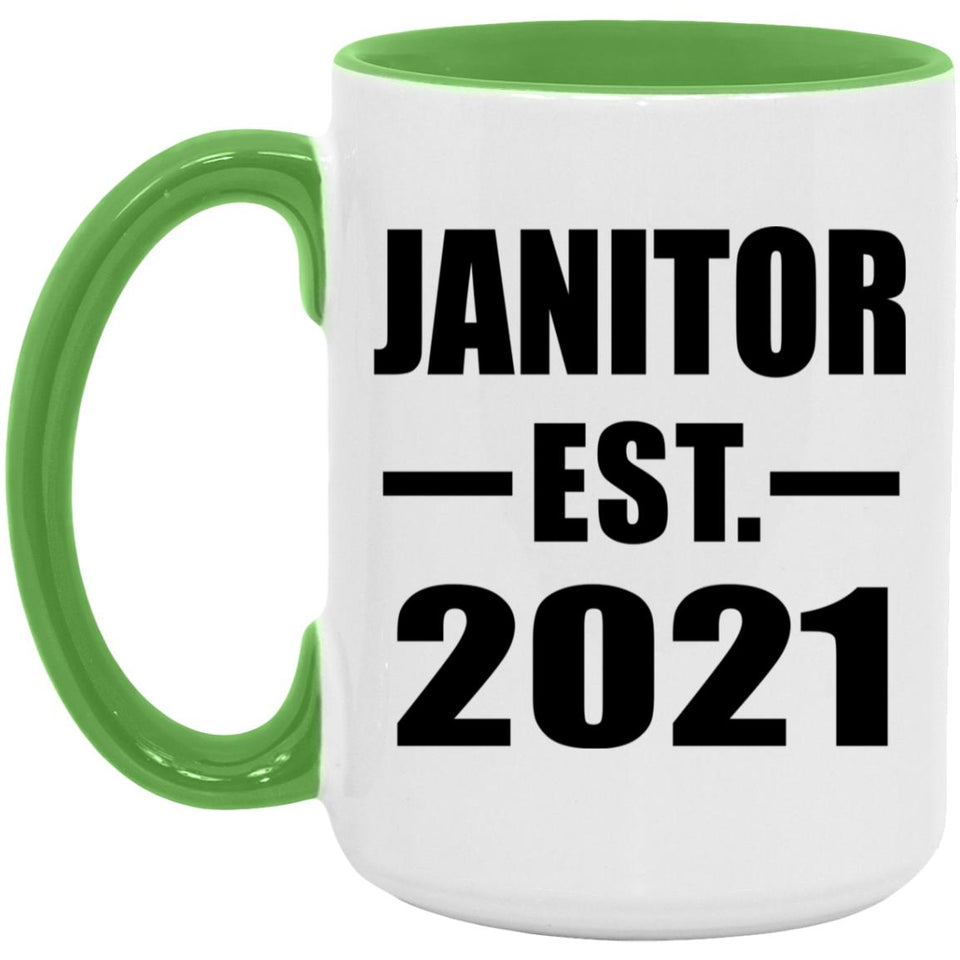 Janitor Established EST. 2021 - 15oz Accent Mug Green