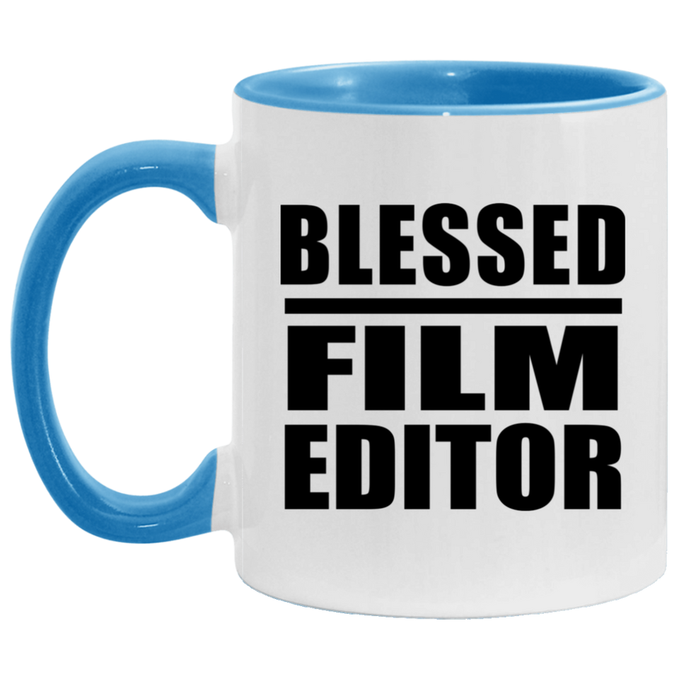 Blessed Film Editor - 11oz Accent Mug Blue