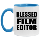 Blessed Film Editor - 11oz Accent Mug Blue