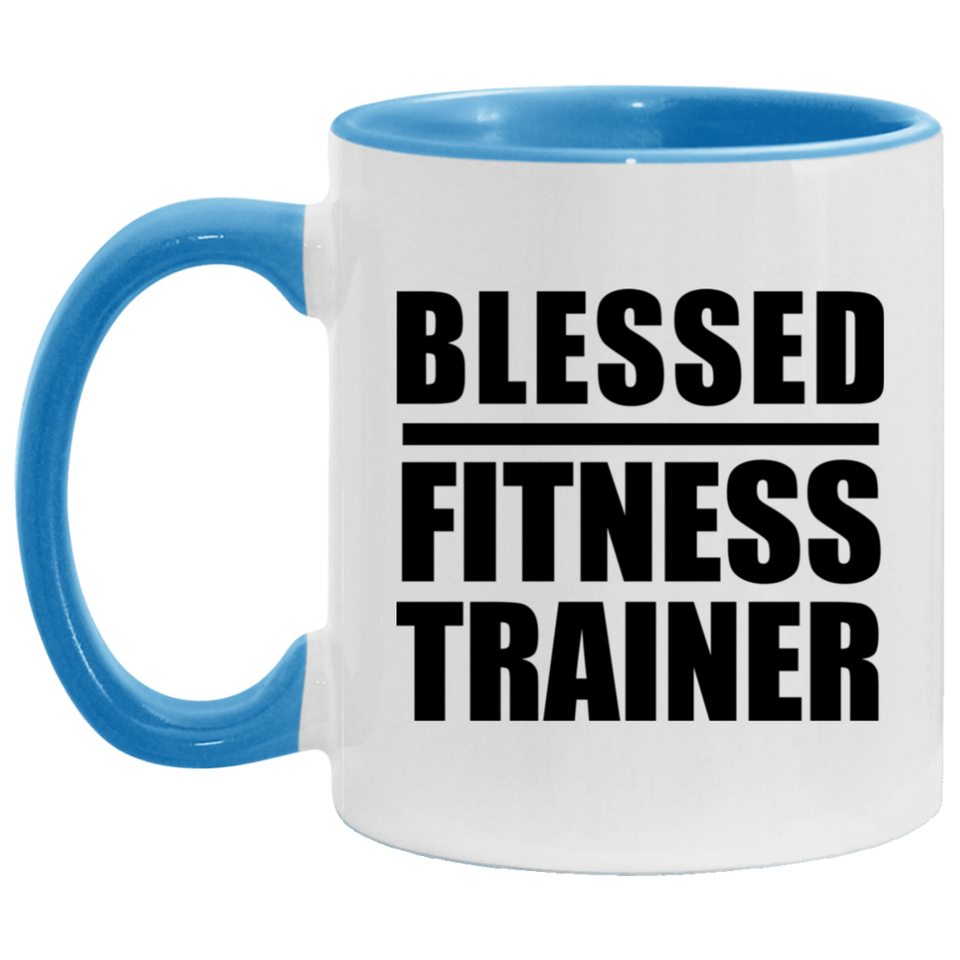 Blessed Fitness Trainer - 11oz Accent Mug Blue