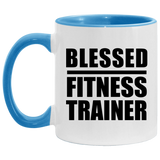 Blessed Fitness Trainer - 11oz Accent Mug Blue