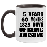 5th Birthday 5 Years 60 Months 1826 Days Of Awesome - 11oz Accent Mug Black