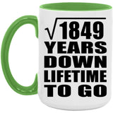 43rd Anniversary Square Root of 1849 Years Lifetime To Go - 15oz Accent Mug Green