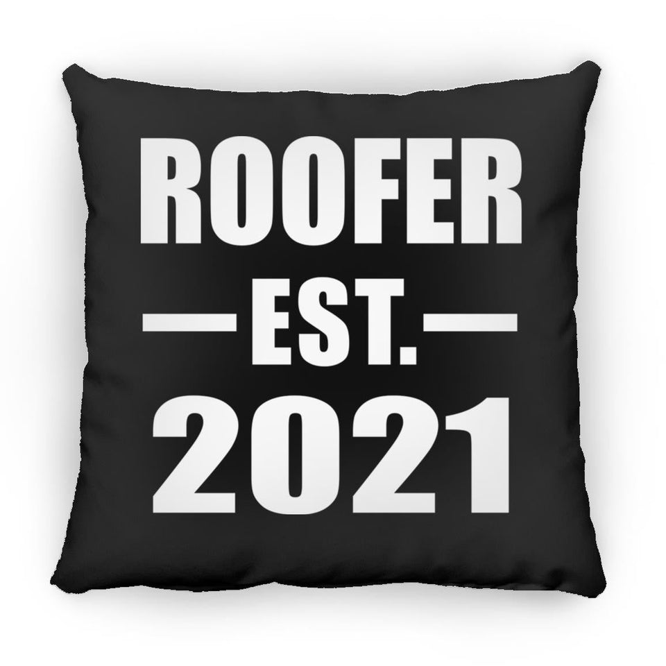 Roofer Established EST. 2021 - Throw Pillow Black