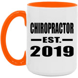 Chiropractor Established EST. 2019 - 15oz Accent Mug Orange