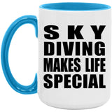 Sky Diving Makes Life Special - 15oz Accent Mug Blue