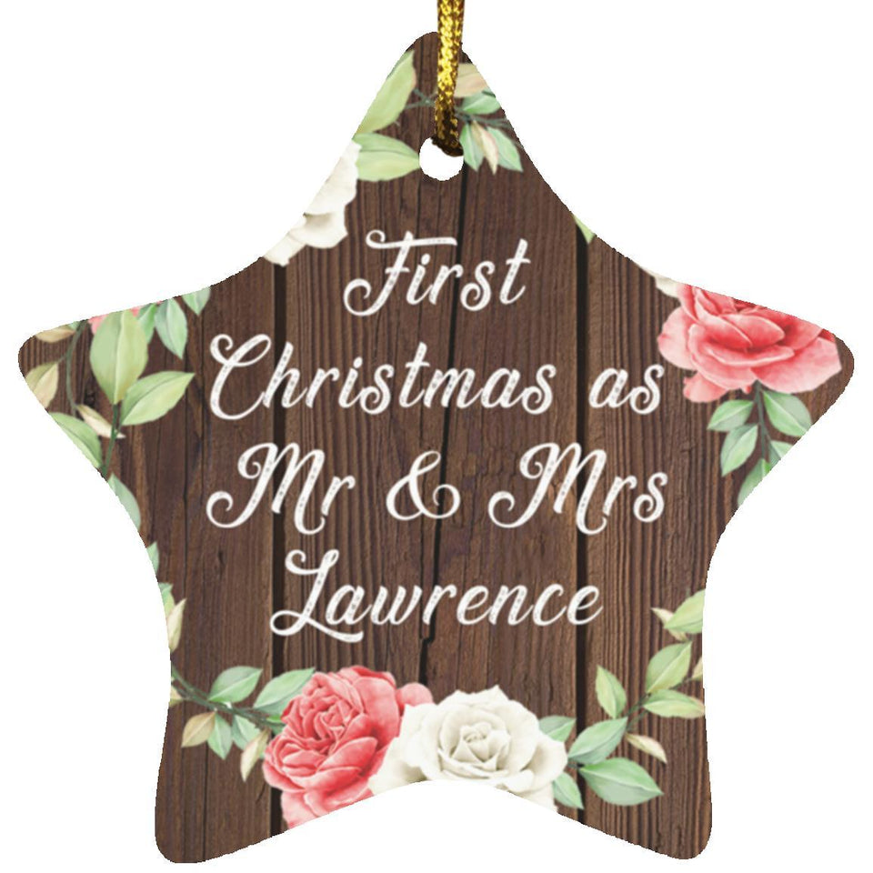 First Christmas As Mr & Mrs Lawrence - Star Ornament A