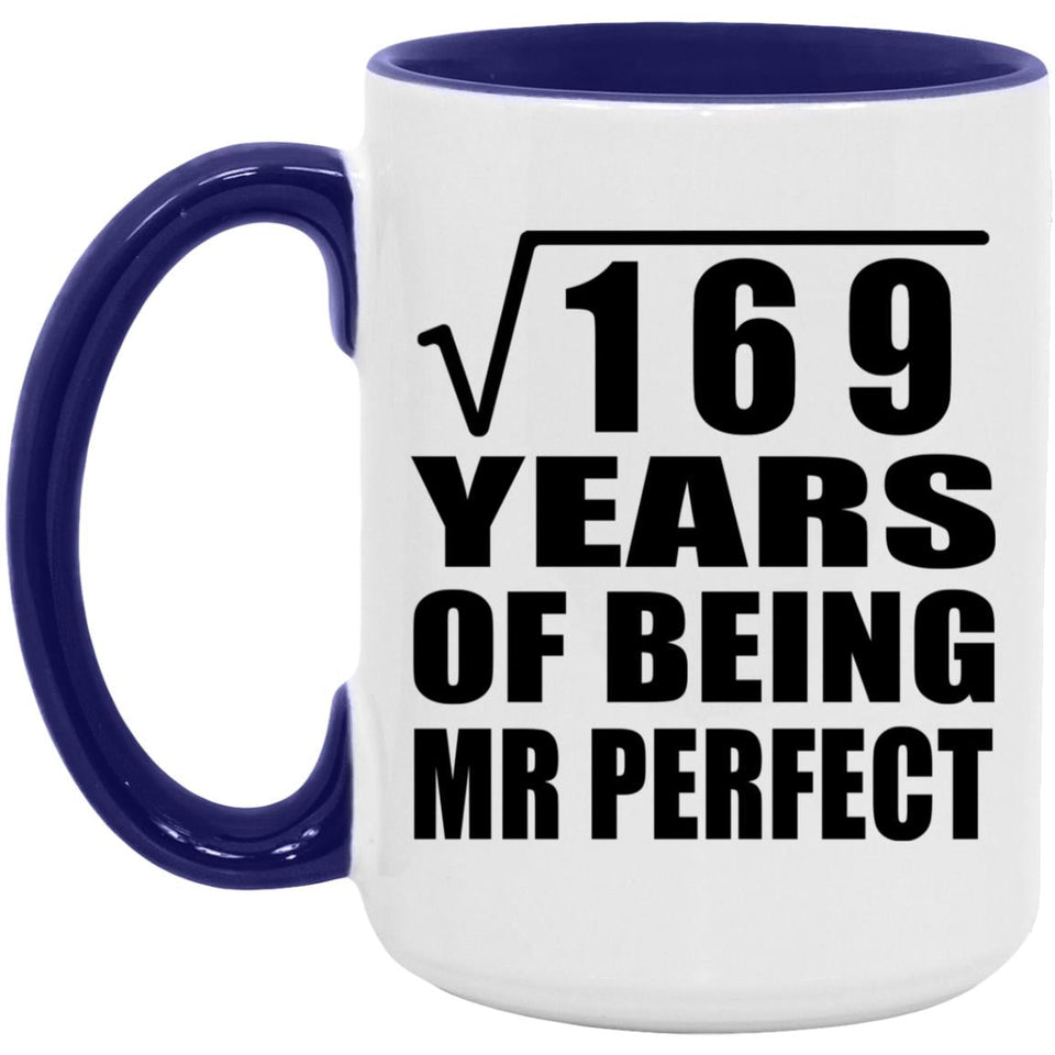 13th Anniversary Square Root of 169 Years of Mr Perfect - 15oz Accent Mug Purple