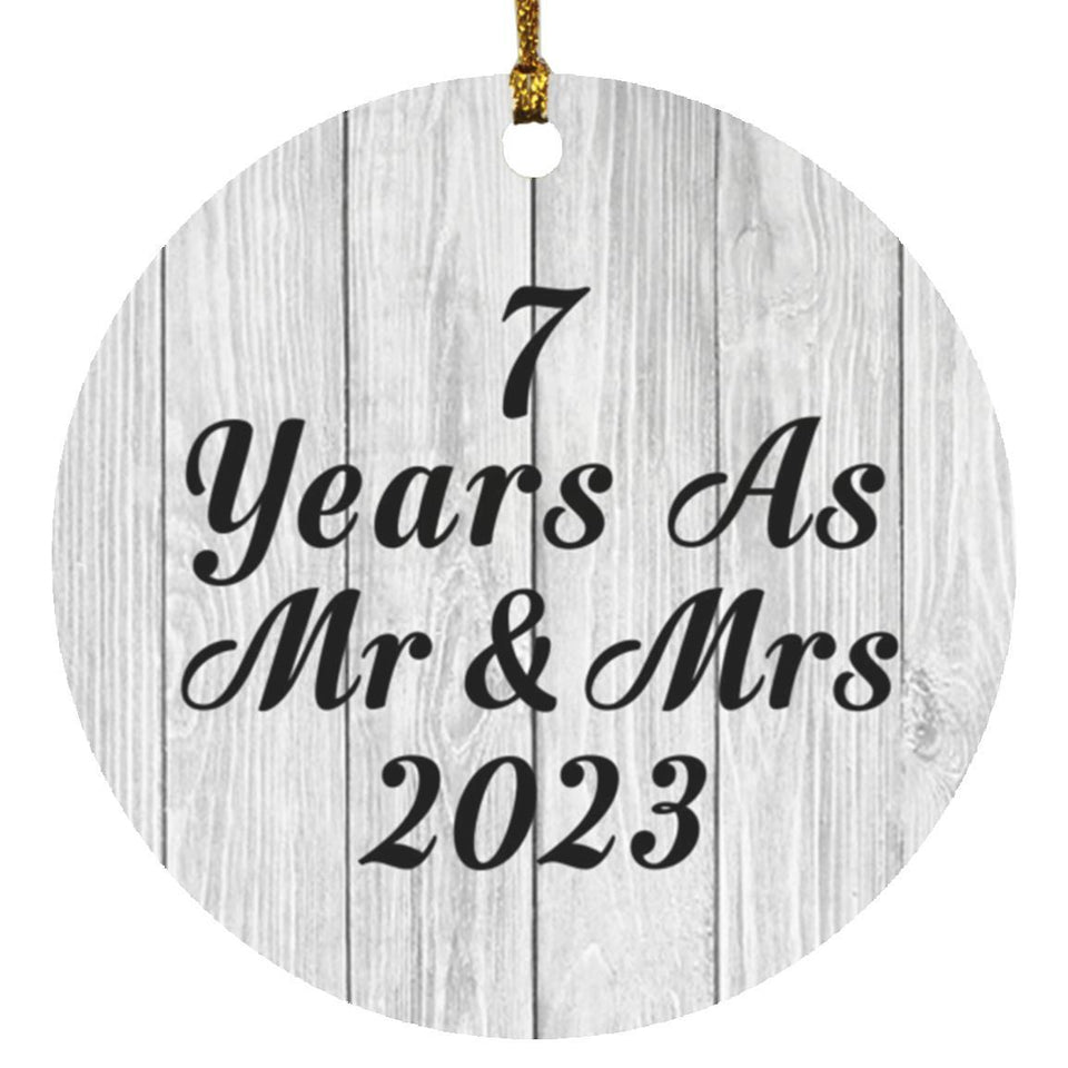 7th Anniversary 7 Years As Mr & Mrs 2023 - Circle Ornament F