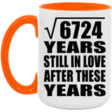 82nd Anniversary Square Root of 6724 Years Still In Love - 15oz Accent Mug Orange