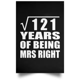 11th Anniversary Square Root of 121 Years of Being Mrs Right - Poster Portrait