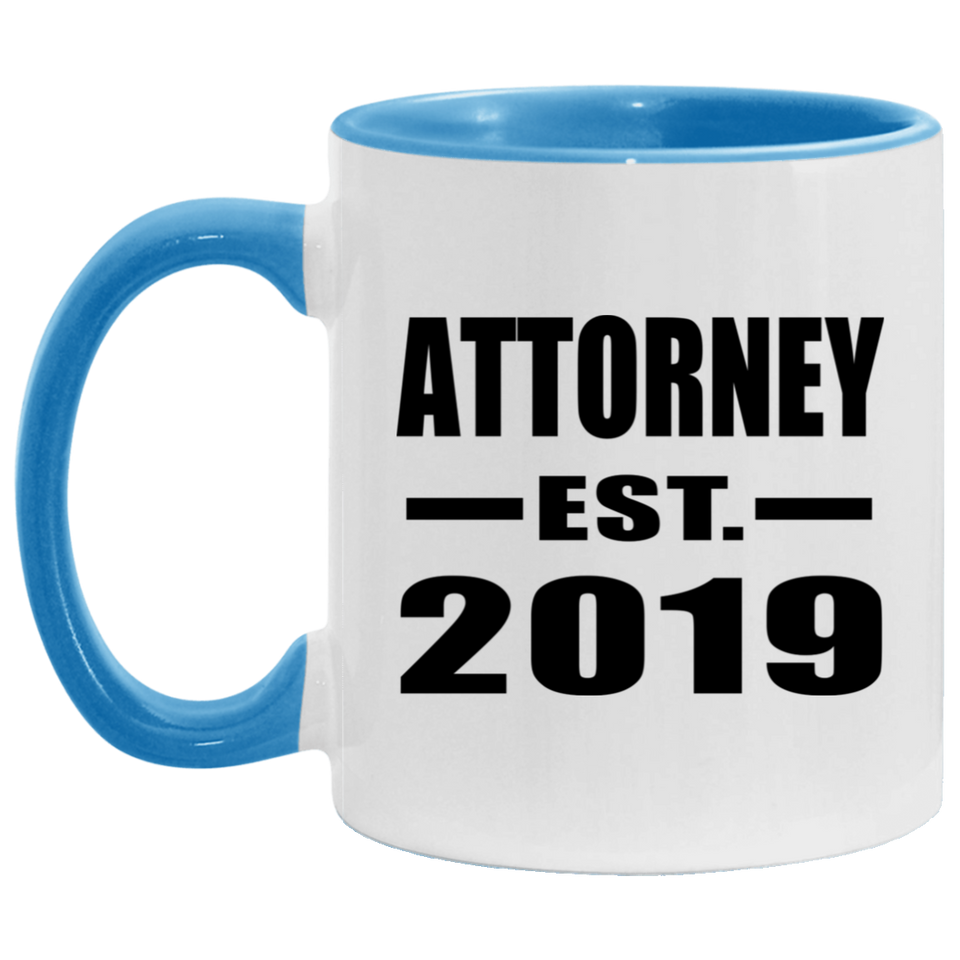 Attorney Established EST. 2019 - 11oz Accent Mug Blue