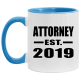 Attorney Established EST. 2019 - 11oz Accent Mug Blue