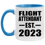 Flight Attendant Established EST. 2023 - 11oz Accent Mug Blue
