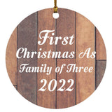 First Christmas As Family Of Three 2022 - Circle Ornament E
