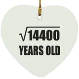 120th Birthday Square Root of 14400 Years Old - Heart Ornament