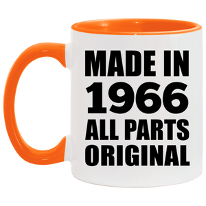 58th Birthday Made in 1966 All Parts Original - 11oz Accent Mug Orange