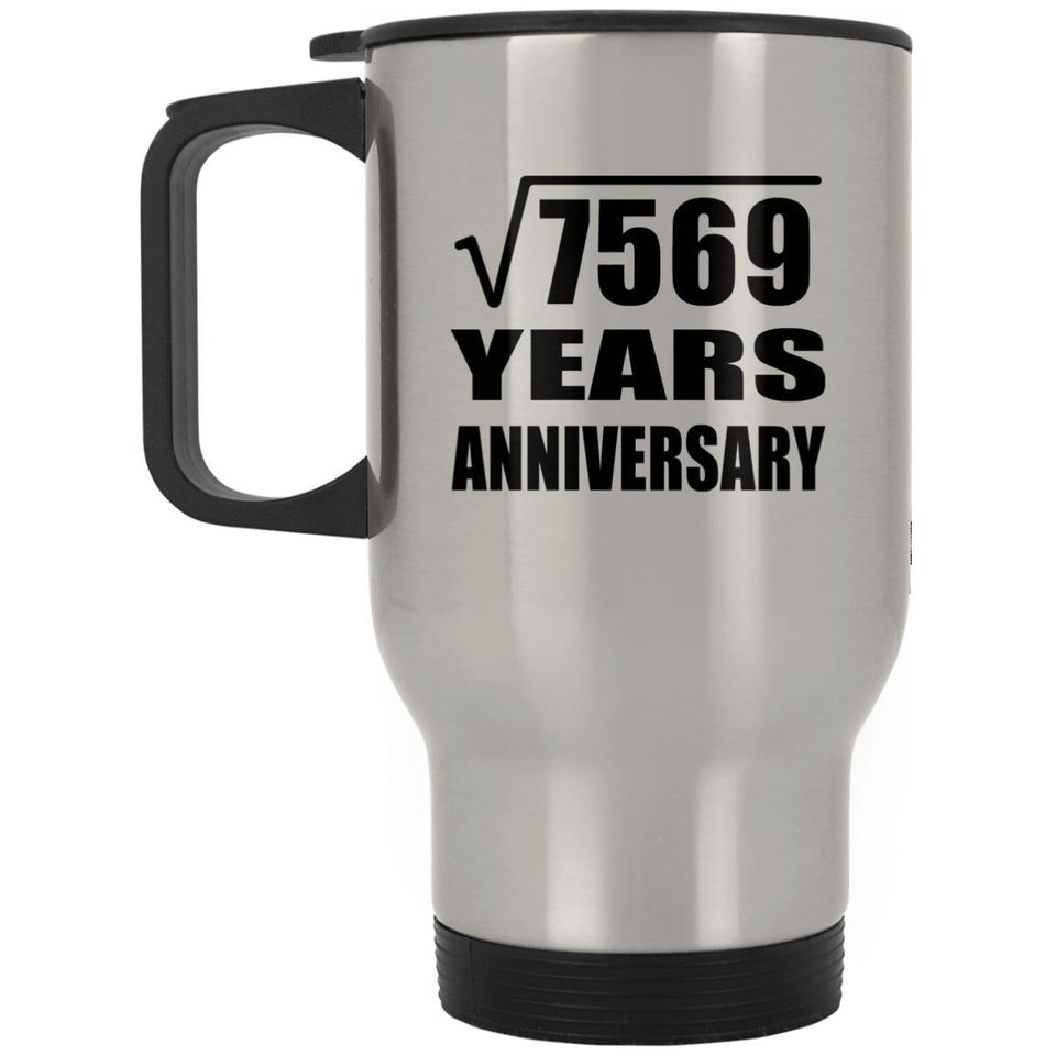 87th Anniversary Square Root of 7569 Years Anniversary - Silver Travel Mug