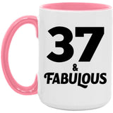37th Birthday 37 & Fabulous - 15oz Accent Mug Pink