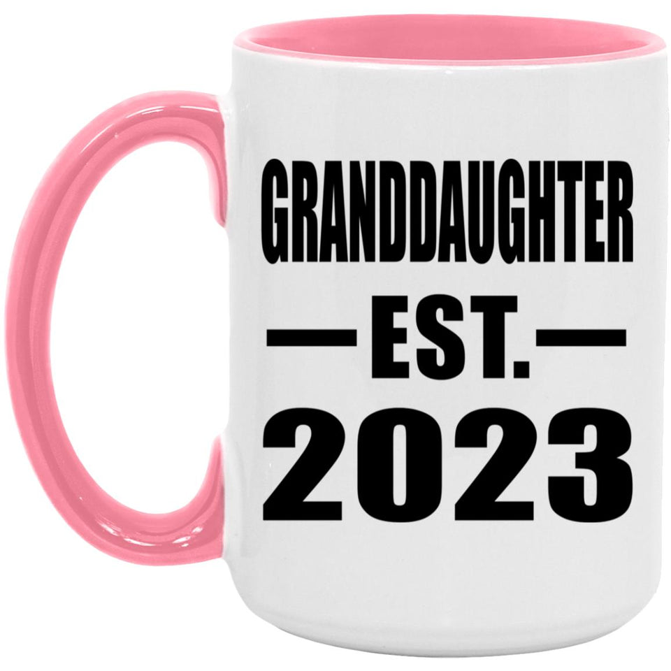 Granddaughter Established EST. 2023 - 15oz Accent Mug Pink