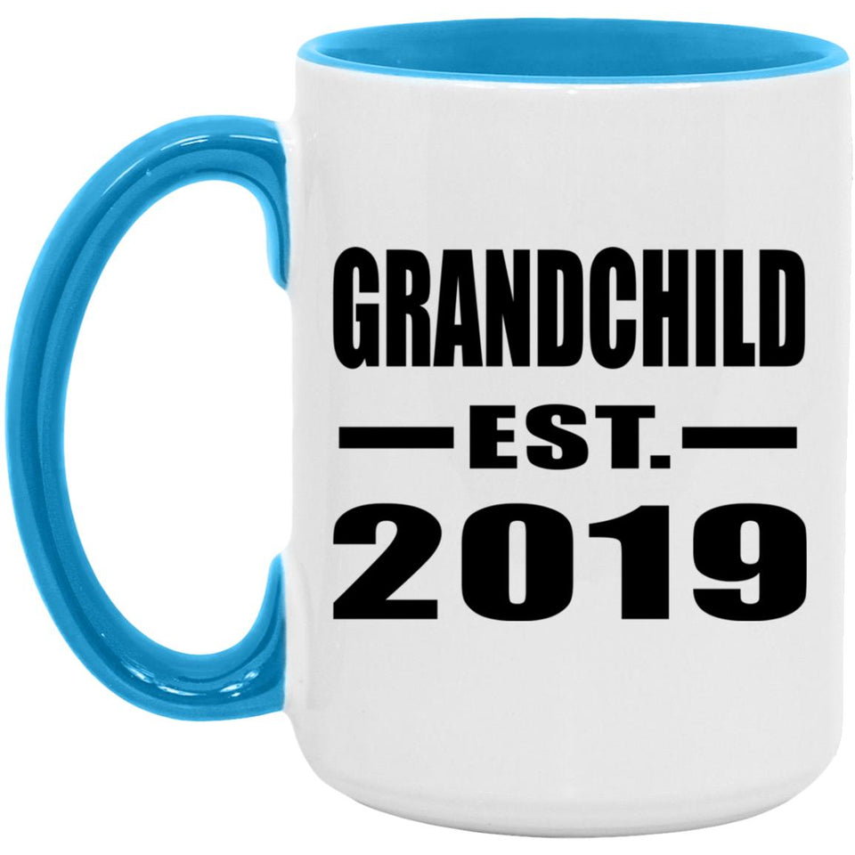 Grandchild Established EST. 2019 - 15oz Accent Mug Blue