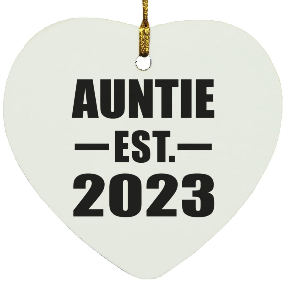 Auntie Established EST. 2023 - Heart Ornament