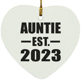 Auntie Established EST. 2023 - Heart Ornament