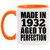 92nd Birthday Made In 1932 Aged to Perfection - 11oz Accent Mug Orange
