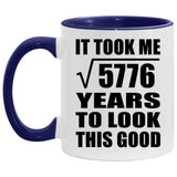 76th Birthday Took Square Root of 5776 Years To Look Good - 11oz Accent Mug Purple