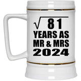 9th Anniversary Square Root of 81 Years As Mr & Mrs 2024 - Beer Stein