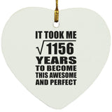 34th Birthday Took Square Root of 1156 Years To Awesome - Heart Ornament