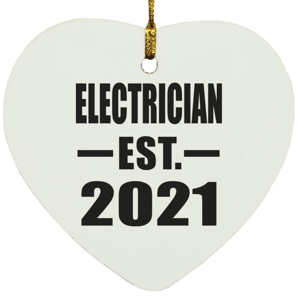 Electrician Established EST. 2021 - Heart Ornament