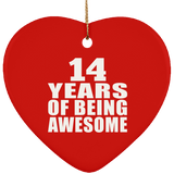 14th Birthday 14 Years Of Being Awesome - Heart Ornament