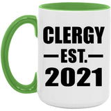 Clergy Established EST. 2021 - 15oz Accent Mug Green
