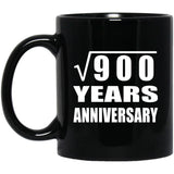 30th Anniversary Square Root of 900 Years Anniversary - 11oz Coffee Mug Black